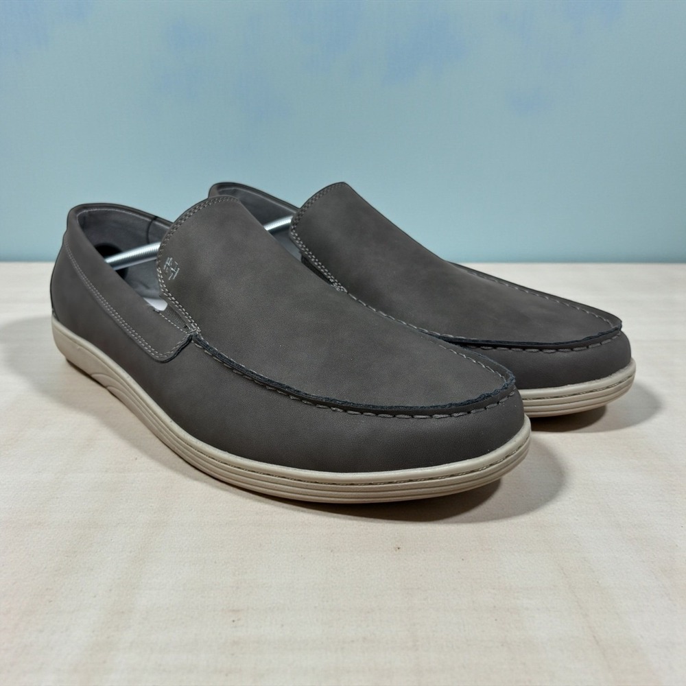 IZOD Seapoint Mens Gray Slip On Loafers Moc Toe Memory Foam Shoes Size 12 M